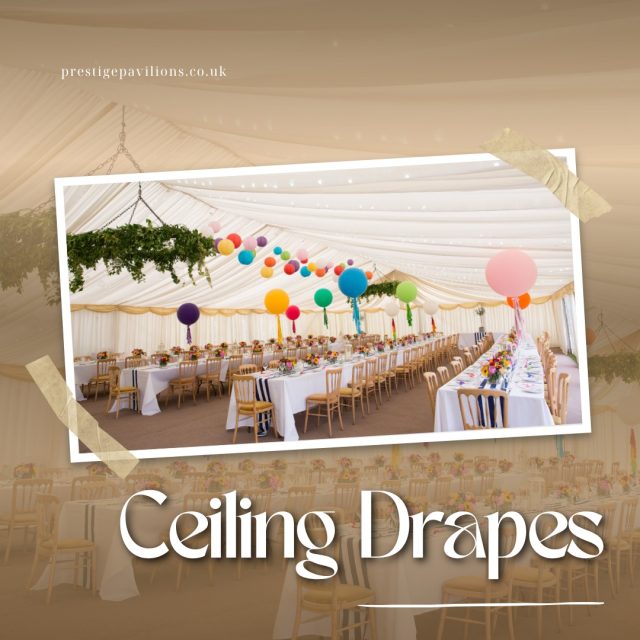 ✨ Behind the Drapes 
Every marquee is designed with detail and care. From flowing fabrics to statement lighting, Prestige Pavilions creates spaces that are both beautiful and bespoke. #MarqueeDesign #LuxuryWedding #PrestigePavilions #WeddingInspiration